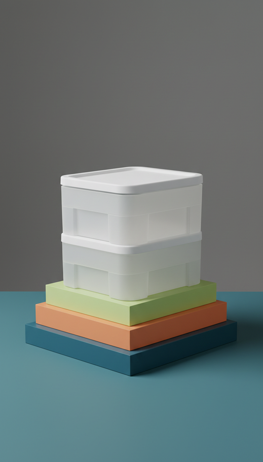Modular stacking storage box with clear lid